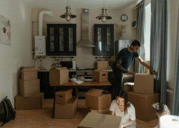 packing the kitchen for moving