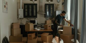 packing the kitchen for moving