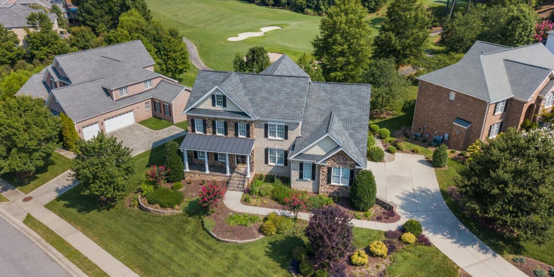 aerial shot of neighborhood